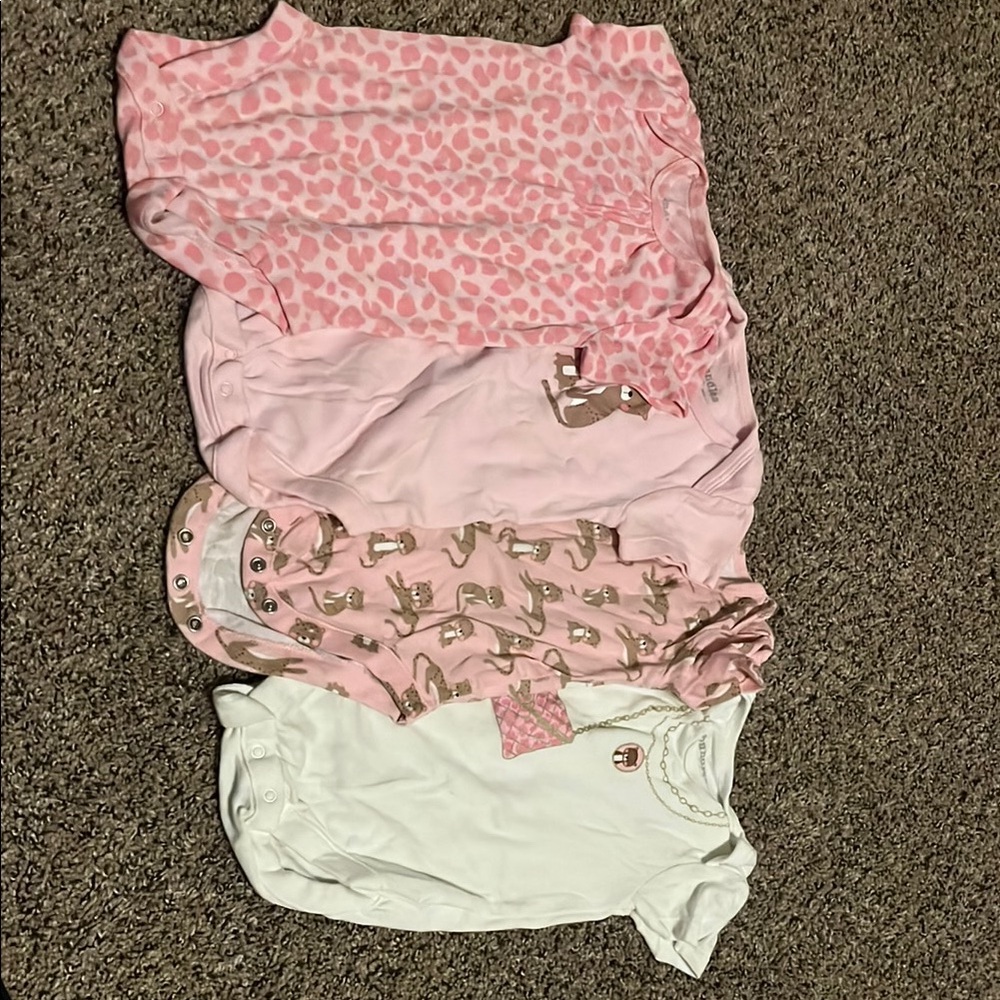 Baby Girl Onesies Set - Pink and White